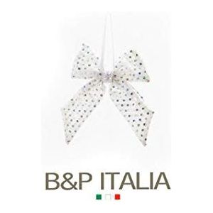 B&P Italia Stoffen strik, zilver, 11 cm