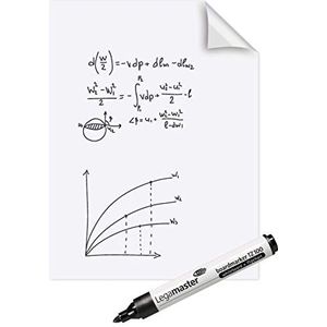 Legamaster Magic-Chart, 28245, 7-159100, whiteboard, elektrostatische folie voor verschillende oppervlakken, opgerold 25 vellen (elk 60 x 80 cm),Wit