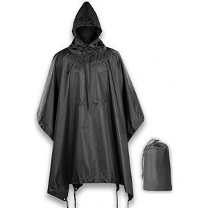 M-Tac Tactische regenponcho - leger militaire poncho onderdak - waterdichte ripstop camping wandelen outdoor jacht regenponcho's, Zwart, One Size