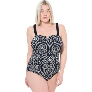 Ulla Popken - Badpak - Zwart/Wit - Full Cup - Balconette - Met Beugel