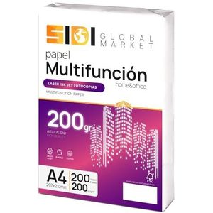 SIDI Inktpapier, A4-formaat, 200 g, voor school, werk of privégebruik, A4-vellen voor kopieerapparaat en multifunctioneel, extra wit, SIDI (200 uur, 200 g)