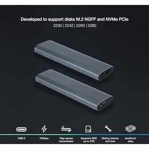 Blendend Externe behuizing M.2 NGFF/NVMe USB 3.1 Gen 2, snelle overdrachten voor SSD's, ideaal voor draagbare opslag en back-up.