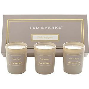 Ted Sparks Tonka & Pepper Taupe Mini Kaarsen Gift Set van 3, TED-GB-C07