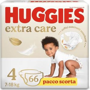 Huggies Extra Care luiers, maat 4 (7-18 kg), 66 luiers (33 x 2)