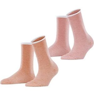 ESPRIT Dames Sokken Allover Stripe Multipack W So katoen gedessineerd 2 paar, Veelkleurig Rot Orange 0180, 39-42