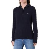 GANT - Stretch Cotton Cable - Half-Zip Trui - Nachtblauw - Dames