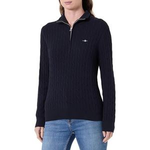 GANT - Stretch Cotton Cable - Half-Zip Trui - Nachtblauw - Dames