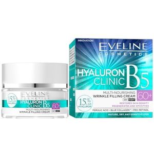 Eveline Cosmetics Hyaluron Expert dag- en nachtcrème 60+ - geavanceerde anti-aging behandeling met TRI-HYALURON, EverLift complex & blauw collageen voor intensieve hydratatie en een strakke huid
