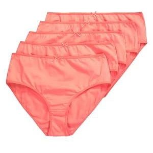 Ulla Popken Dames grote maten grote maten plus size midislips, 5-pack, effen, tot maat 66/68, koraalrood, 42-44