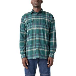 Dickies Heren Flex Flanel L/S Shirt, Forest Green Multi Plaid, S, Bosgroen Multi Plaid, S