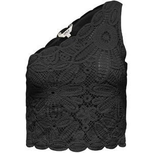 Onlalberte One Shoulder Short Top WVN, zwart, L