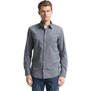 TOM TAILOR - Overhemd - Marine/Wit - Regular Fit - Lange Mouw