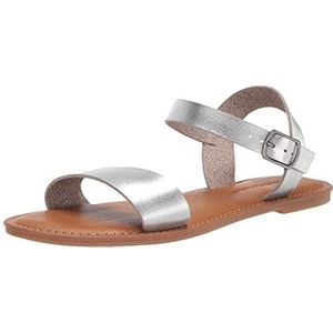 Amazon Essentials Sandalen met twee riempjes voor dames, ZILVER, 9 US