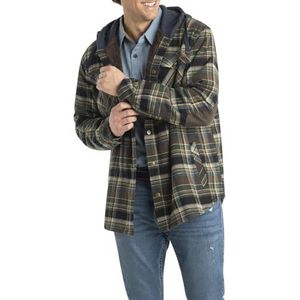 Legendary Whitetails Men's Camp Night Berber Lined Hooded Flannel Shirt Jacket, Union Plaid, XX-Large