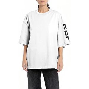 Replay Oversized T-shirt voor dames met 3/4 mouwen, 001, wit, L