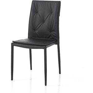Oresteluchetta Set van 4 stoelen Tory Black stoel, kunstleer, zwart, H.91 x B 44 x D 51, 4 stuks