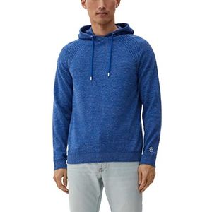 s.Oliver Gebreide hoodie voor heren met rubberen logo-detail, blauw, M
