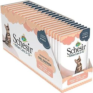 Schesir Kipfilet Cat Jelly Kitten, natvoer voor kittens in gelei, 20 zakjes x 85 g