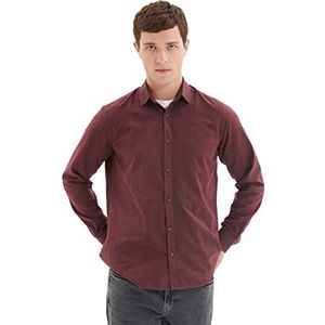 Trendyol Men's Burgundy Men Slim Fit Collar Shirt, XXL