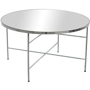 DRW Ronde salontafel van staal en spiegel in chroom, 80 x 40,5 cm, spiegel 5 mm dik
