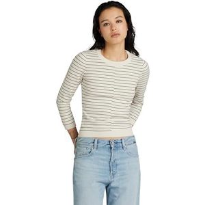 G-STAR RAW Broken Stripe lt Wt Jumper 3 SL, Meerkleurig (Antique White Htr/Sage Stripe D24491-d563-g417), XS