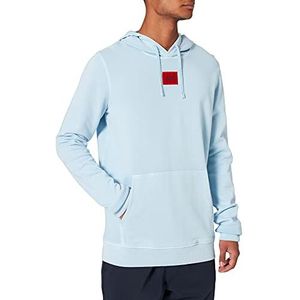 HUGO Mens Daratschi D Hooded sweatshirt in katoen met rood logo label, Blauw, XXL