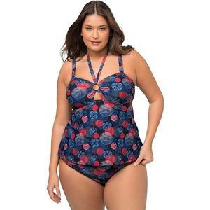 Ulla Popken Dames halterset Flowerpoints, gerecyclede tankini, marineblauw, 42