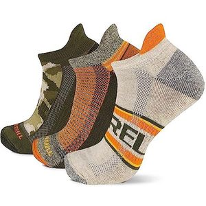 Merrell Uniseks gerecyclede dagelijkse sokken voor heren en dames, 3 paar, Mesh Repreve Everyday Low Cut, laag gesneden lipje, oranje, gesorteerd, mediumlarge, Laag gesneden lipje, oranje, gesorteerd,