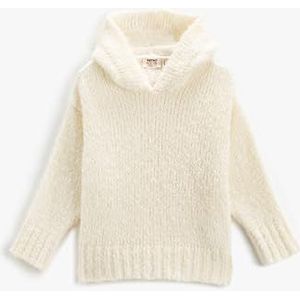 Koton Girls's Hooded Knit Basic Soft Textured Sweater met lange mouwen, ecru(010), 7-8 Jaar