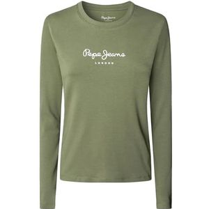 Pepe Jeans Women's New Virginia LS N T-shirt, groen (kaki groen), XXS, Groen (Khaki Groen), XXS