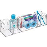 iDesign ,39680, AA8-organizer voor badkamer, plastic opbergdoos met 8 compartimenten en handgrepen, cosmetica-organizer voor make-up, medicijnen en crèmes, transparant