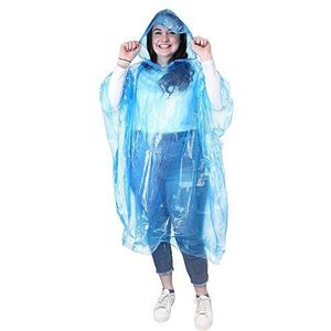 eBuyGB Mannen 1216523 Emergency waterdichte regenponcho, transparant blauw, één maat UK