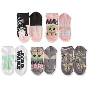 STAR WARS Set van 5 No Show sokken voor dames, Roze Grijs Multi, 9-11