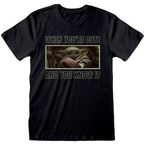 Star Wars The Mandalorian The Child Cute T-shirt, Volwassenen, S-2XL, Schwarz, Officiële Koopwaar