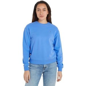 Tommy Hilfiger Dames REG VLAG OP BORST SWTSHRT Blue Spell L, Blauwe spreuk, L