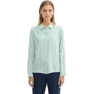 TOM TAILOR Denim Damesblouse, 35948 - White Green Stripe, XXL