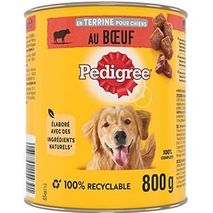 Pedigree Hondenvoer – terrineblikjes voor volwassen honden met rundvlees en wortels – 12 x 800 g