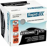 Rapid 24871400 9/12 Super Sterke nietjes, 12 mm beenlengte, 90 vellen, harde staaldraad, 5000 stuks