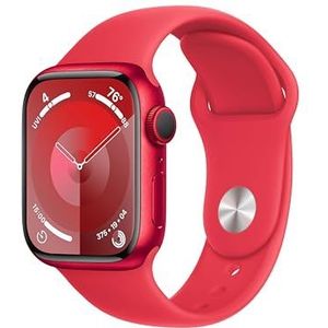 Apple Watch Series 9 (GPS 41 mm) Smartwatch - Kast van (PRODUCT) RED aluminium - (PRODUCT) RED sportbandje M/L. Conditie bijhouden, Saturatie-app en Ecg-app, Always-on Retina-display, waterbestendig