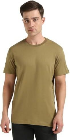 Calvin Klein - Heren T-shirt - Groen - 100% Katoen - Rechte Pasvorm met Ronde Hals