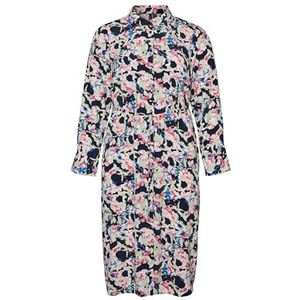 VERO MODA CURVE Dames Vmbonni Catch Ls Calf Shirt Jurk Cur Jurk, Navy Blazer/Aop: bonnie, 42 Grote maten