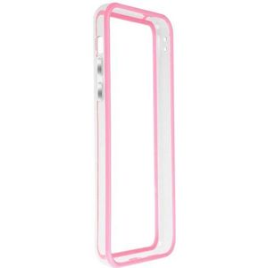 Horny Protectors iP5c-4013m TPU siliconen beschermhoes voor Apple iPhone 5c (niet 5S) met Mettalbutton transparant/roze