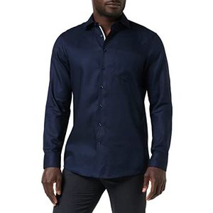 Seidensticker Businesshemd voor heren, regular fit, strijkvrij, kent-kraag, lange mouwen, 100% katoen, donkerblauw, 42