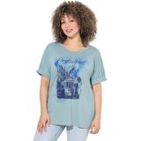 Ulla Popken - Shirt - Blauw - Motiefprint - Kwartmouw