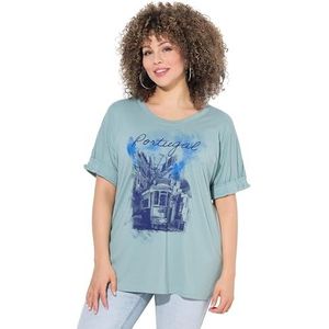 Ulla Popken - Shirt - Blauw - Motiefprint - Kwartmouw