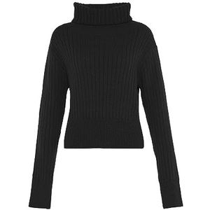 Libbi Blonda dames coltrui in lazy stijl, smalle pullover acryl zwart maat M/L, zwart, M
