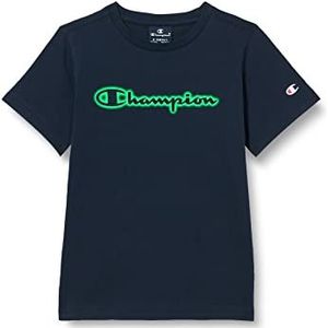 Champion Legacy Neon Spray Logo S/S T-shirt, marineblauw, 7-8 jaar kinderen en jongens
