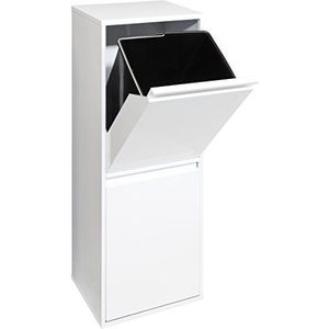 ARREGUI CR201-B Basic recycling afvalemmer van staal, afvalscheidingssysteem met 2 uitneembare binnenemmers van kunststof met handvat 2 x 17 l (34 l), wit, 90,5 x 30,5 x 24,5 cm