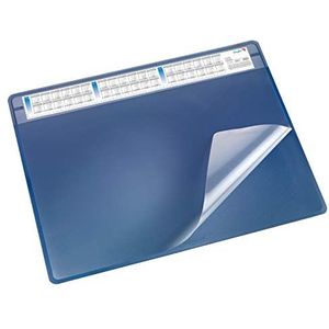 Läufer Durella 47605 Soft bureauonderlegger met transparant kussen en kalender, antislip bureauonderlegger, accessoires voor bureau, 50 x 65 cm, blauw