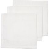 Meyco 457000 Set van 3 mousseline handdoeken, 100% katoen, wit, 30 x 30 cm